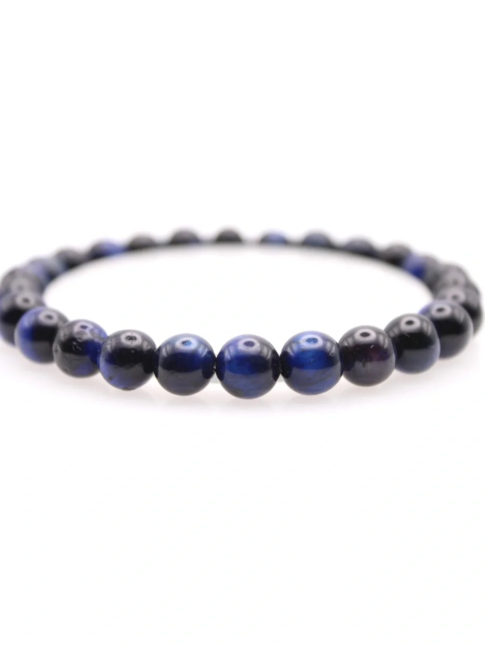 Men's Blue Tiger Eye Stretch Bracelet - Classic Navy Style